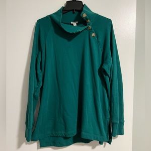J. Crew Teal Button-Detail Sweater
